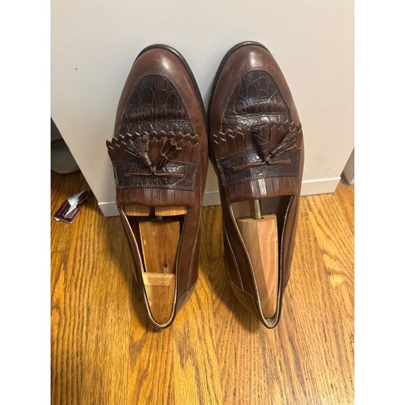 MensBistonian Florentine Leather Tassel Loafers 12M Brown Made In Italy - Picture 1 of 11